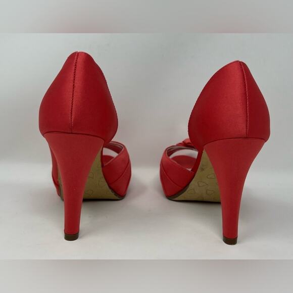 MICHELANGELO MARIBELLE- Peach Satin Bow Heels - Picture 8 of 10